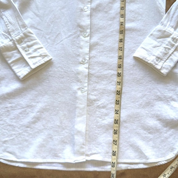 Pure Amici Classic White Linen Long Tunic Button Up Shirt Rounded Hem Sz S - Picture 12 of 16